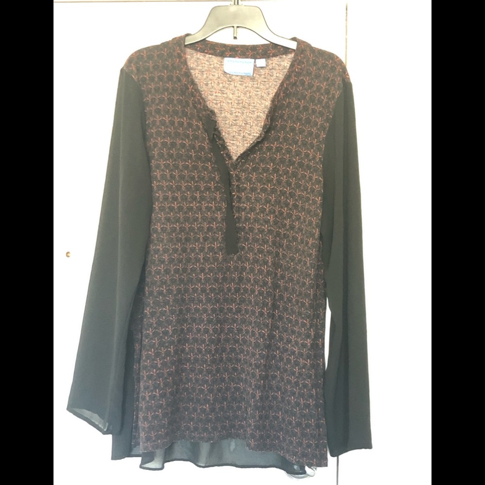 Black and Orange Long Sleeve Blouse size M
